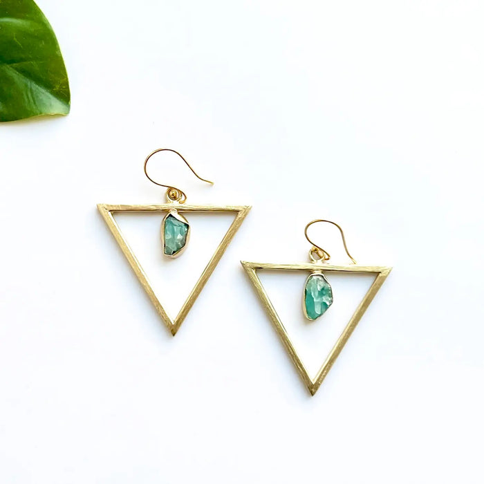 Triangle Brass Drop Earrings