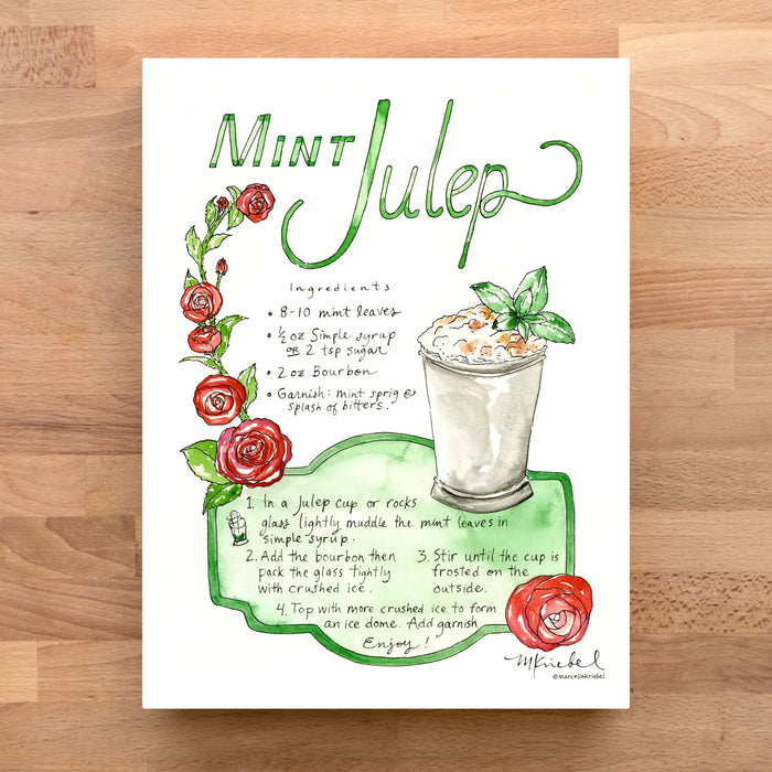 Mint Julep Cocktail Recipe Art Print