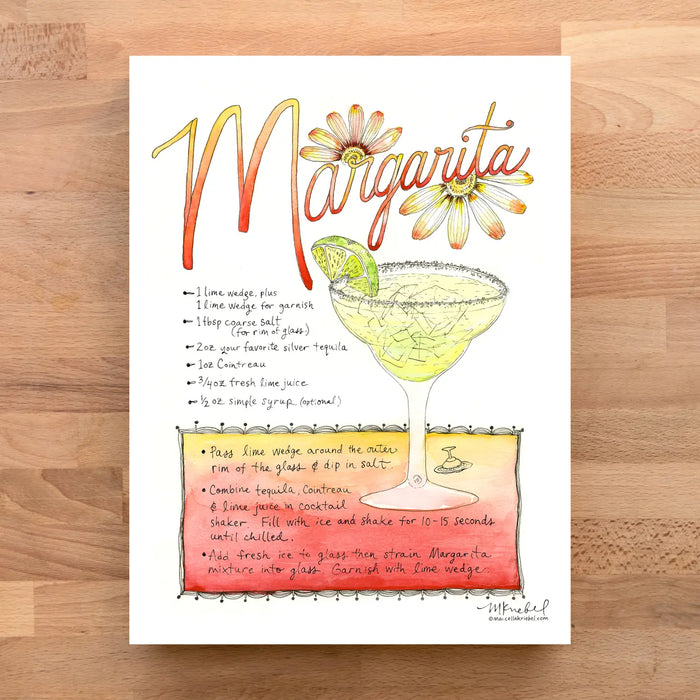 Margarita Cocktail Recipe Art Print