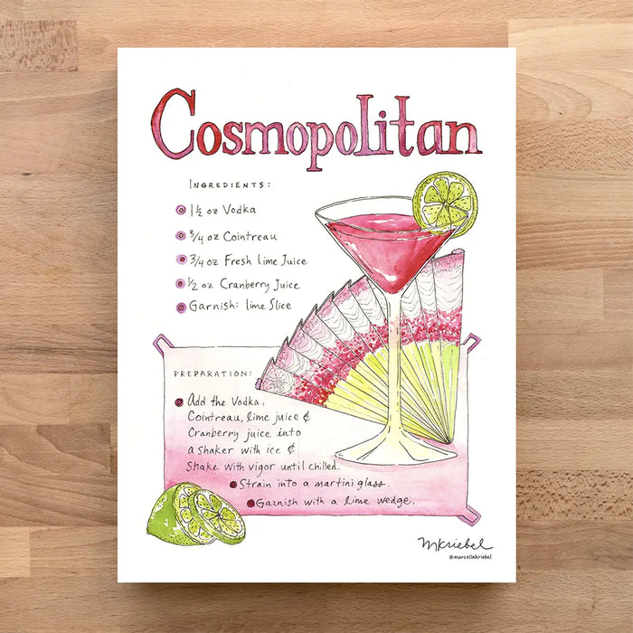 Cosmopolitan Cocktail Recipe Art Print