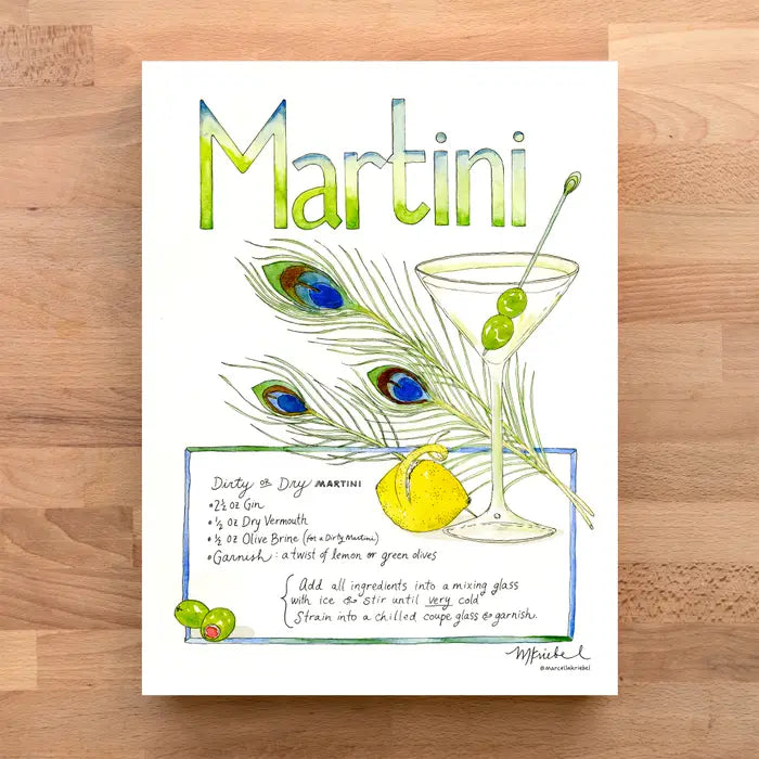 Martini Cocktail Recipe Art Print