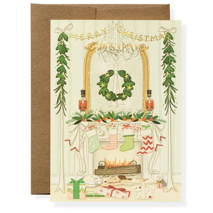 Merry Christmas by the Fireplace Card